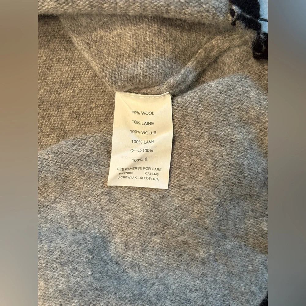 J Crew Sweater Lambswool Gray Tunic with Black Accents Women’s Size XS